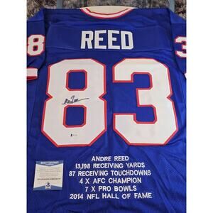 Andre Reed Autographed/Signed Jersey Beckett COA Blue Custom Jersey